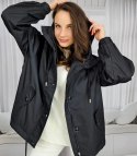 Krótka przeciwdeszczowa kurtka przejściowa oversize ELENA (Czarny) Krótka przeciwdeszczowa kurtka przejściowa oversize ELENA (Czarny)