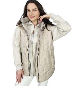 Krótki damski bezrękawnik kamizelka PLUS SIZE LILY (Beżowy)