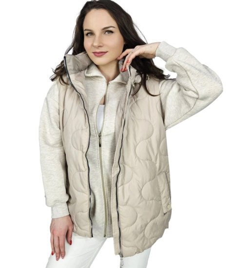 Krótki damski bezrękawnik kamizelka PLUS SIZE LILY (Beżowy) Krótki damski bezrękawnik kamizelka PLUS SIZE LILY (Beżowy)