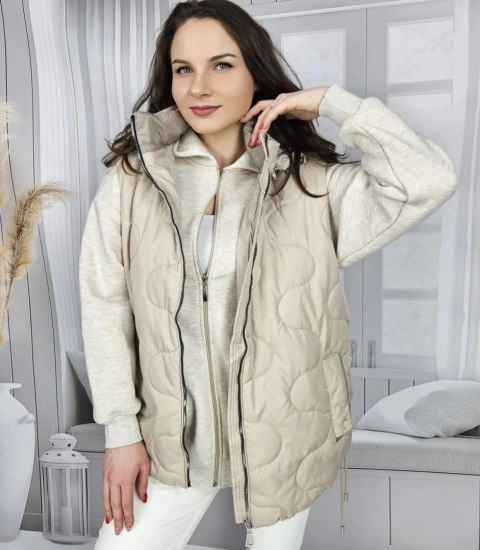 Krótki damski bezrękawnik kamizelka PLUS SIZE LILY (Beżowy) Krótki damski bezrękawnik kamizelka PLUS SIZE LILY (Beżowy)