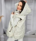 Krótki damski bezrękawnik kamizelka PLUS SIZE STELLA (Biały) Krótki damski bezrękawnik kamizelka PLUS SIZE STELLA (Biały)