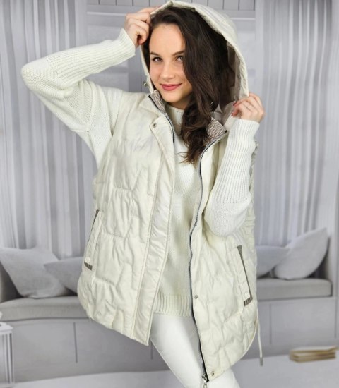 Krótki damski bezrękawnik kamizelka PLUS SIZE STELLA (Biały) Krótki damski bezrękawnik kamizelka PLUS SIZE STELLA (Biały)