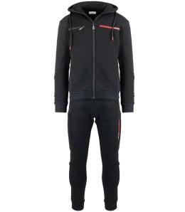 Męski zestaw dresowy dres rozinana bluza i spodnie (Czarny)
