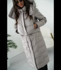 Pikowany płaszcz 2w1 z kapturem Ocieplony Elegancka AMANDA (Beżowy) Pikowany płaszcz 2w1 z kapturem Ocieplony Elegancka AMANDA (Beżowy)