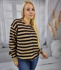 Ciepły i przytulny sweter damski w paski jesień zima SARAH (Beżowy || Czarny) Ciepły i przytulny sweter damski w paski jesień zima SARAH (Beżowy || Czarny)