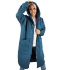 Długa damska bluza z kapturem Ciepły miły materiał Na suwak BETH (Niebieski) Długa damska bluza z kapturem Ciepły miły materiał Na suwak BETH (Niebieski)