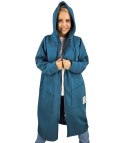 Długa damska bluza z kapturem Ciepły miły materiał Na suwak BETH (Niebieski) Długa damska bluza z kapturem Ciepły miły materiał Na suwak BETH (Niebieski)
