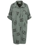 Długa koszula Szmizjerka Elegancka Modna NADRUK tunika (Zielony) Długa koszula Szmizjerka Elegancka Modna NADRUK tunika (Zielony)