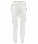 Eleganckie spodnie materiałowe z guzikami MARTA (Biały) Eleganckie spodnie materiałowe z guzikami MARTA (Biały)