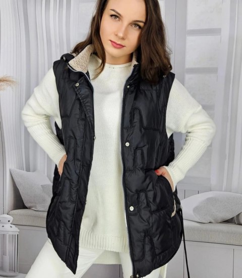Krótki damski bezrękawnik kamizelka PLUS SIZE STELLA (Czarny) Krótki damski bezrękawnik kamizelka PLUS SIZE STELLA (Czarny)