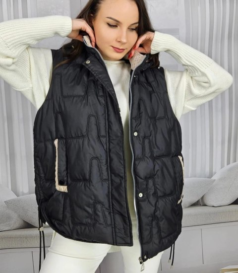 Krótki damski bezrękawnik kamizelka PLUS SIZE STELLA (Czarny) Krótki damski bezrękawnik kamizelka PLUS SIZE STELLA (Czarny)