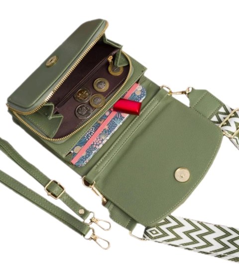 Mała prostokątna mini torebka kopertówka elegancka stylowa 2 komory 2 paski (Zielony) Mała prostokątna mini torebka kopertówka elegancka stylowa 2 komory 2 paski (Zielony)