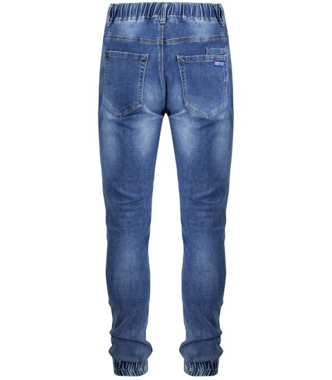 Męskie jeasny spodnie granatowe joggery z wiązaniem