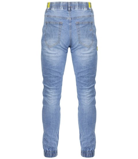 Męskie jeasny spodnie niebieskie joggery z wiązaniem