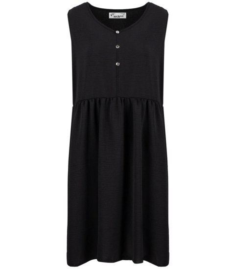 Prosta midi sukienka z odcięciem w pasie i rozkloszowanym dołem NATASHA (Czarny)