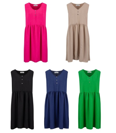 Prosta midi sukienka z odcięciem w pasie i rozkloszowanym dołem NATASHA (Czarny)