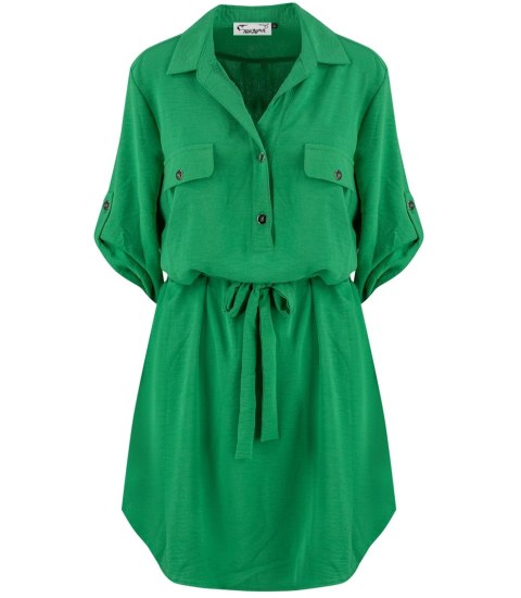 Sukienka szmizjerka basic tunika midi plus size MARIBEL (Zielony) Sukienka szmizjerka basic tunika midi plus size MARIBEL (Zielony)