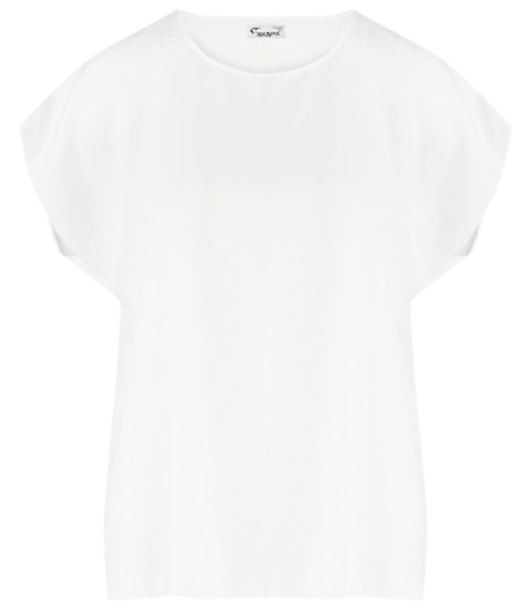 T-shirt pudełkowy bluzka damska bez szwów basic SARA (Biały) T-shirt pudełkowy bluzka damska bez szwów basic SARA (Biały)