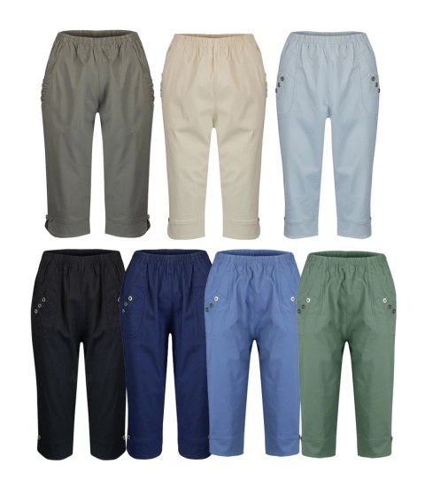Wygodne elastyczne spodnie 3/4 rybaczki na gumkę plus size DORIS (Czarny) Wygodne elastyczne spodnie 3/4 rybaczki na gumkę plus size DORIS (Czarny)