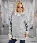 Ciepły i przytulny sweter damski w paski jesień zima KEIRA (Szary) Ciepły i przytulny sweter damski w paski jesień zima KEIRA (Szary)