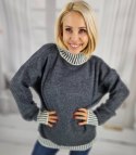Ciepły i przytulny sweter damski w paski jesień zima KEIRA (Szary) Ciepły i przytulny sweter damski w paski jesień zima KEIRA (Szary)