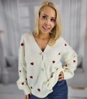 Ciepły i przytulny sweter damski w serca serduszka jesień SUMMER (Biały) Ciepły i przytulny sweter damski w serca serduszka jesień SUMMER (Biały)