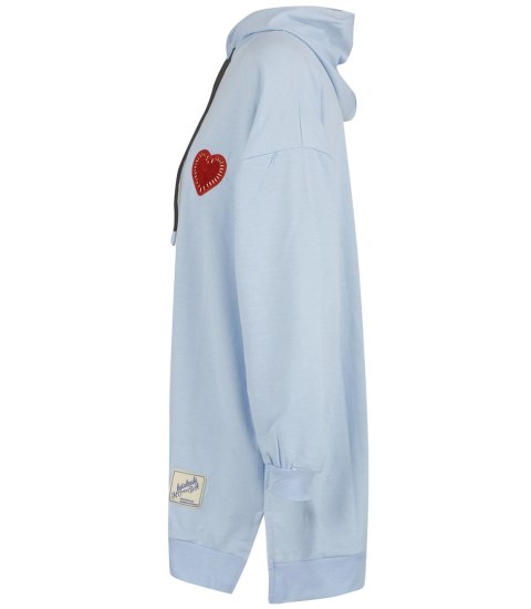 Długa bluza sukienka oversize z kapturem i naszywką sercem LILLY (Niebieski) Długa bluza sukienka oversize z kapturem i naszywką sercem LILLY (Niebieski)