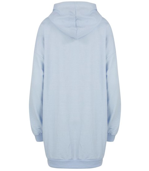 Długa bluza sukienka oversize z kapturem i naszywką sercem LILLY (Niebieski) Długa bluza sukienka oversize z kapturem i naszywką sercem LILLY (Niebieski)