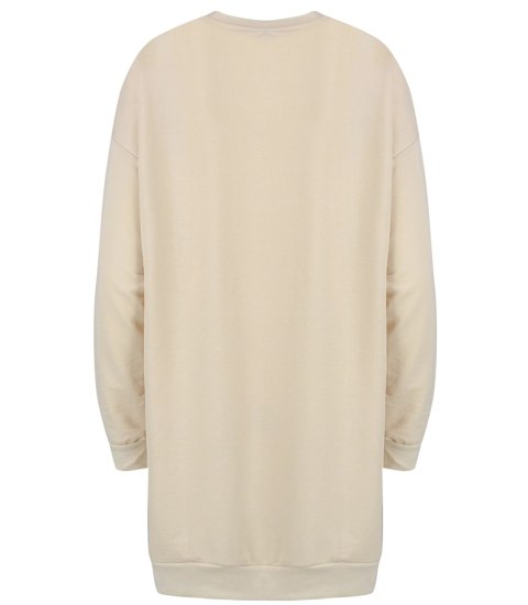 Długa bluza sukienka oversize z naszywką sercem MARTA (Beżowy) Długa bluza sukienka oversize z naszywką sercem MARTA (Beżowy)