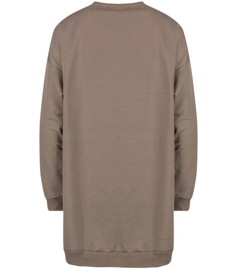 Długa bluza sukienka oversize z naszywką sercem MARTA (Brązowy) Długa bluza sukienka oversize z naszywką sercem MARTA (Brązowy)