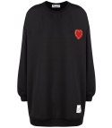 Długa bluza sukienka oversize z naszywką sercem MARTA (Czarny) Długa bluza sukienka oversize z naszywką sercem MARTA (Czarny)
