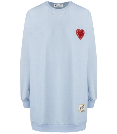 Długa bluza sukienka oversize z naszywką sercem MARTA (Niebieski) Długa bluza sukienka oversize z naszywką sercem MARTA (Niebieski)