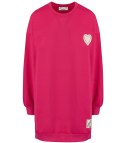 Długa bluza sukienka oversize z naszywką sercem MARTA (Różowy) Długa bluza sukienka oversize z naszywką sercem MARTA (Różowy)