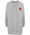 Długa bluza sukienka oversize z naszywką sercem MARTA (Szary) Długa bluza sukienka oversize z naszywką sercem MARTA (Szary)