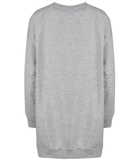 Długa bluza sukienka oversize z naszywką sercem MARTA (Szary) Długa bluza sukienka oversize z naszywką sercem MARTA (Szary)