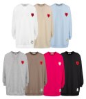 Długa bluza sukienka oversize z naszywką sercem MARTA (Szary) Długa bluza sukienka oversize z naszywką sercem MARTA (Szary)