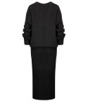 Dzianinowy komplet sweter + spódnica w jednolitym kolorze BELLA (Czarny) Dzianinowy komplet sweter + spódnica w jednolitym kolorze BELLA (Czarny)