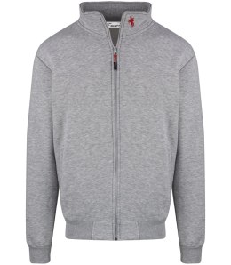 Męska ciepła bluza rozpinana ze stójką i haftem (Szary)