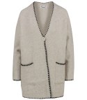 Stylowy kardigan sweter AZALIA zapinany na guzik ozdobne obszycie (Beżowy) Stylowy kardigan sweter AZALIA zapinany na guzik ozdobne obszycie (Beżowy)