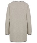 Stylowy kardigan sweter AZALIA zapinany na guzik ozdobne obszycie (Beżowy) Stylowy kardigan sweter AZALIA zapinany na guzik ozdobne obszycie (Beżowy)