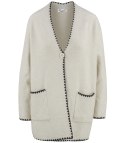 Stylowy kardigan sweter AZALIA zapinany na guzik ozdobne obszycie (Beżowy) Stylowy kardigan sweter AZALIA zapinany na guzik ozdobne obszycie (Beżowy)