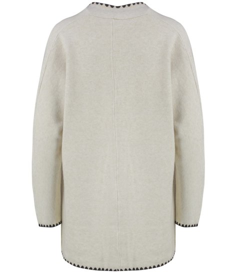 Stylowy kardigan sweter AZALIA zapinany na guzik ozdobne obszycie (Beżowy) Stylowy kardigan sweter AZALIA zapinany na guzik ozdobne obszycie (Beżowy)
