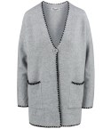 Stylowy kardigan sweter AZALIA zapinany na guzik ozdobne obszycie (Szary) Stylowy kardigan sweter AZALIA zapinany na guzik ozdobne obszycie (Szary)