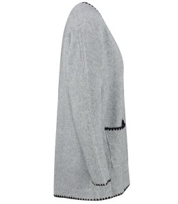 Stylowy kardigan sweter AZALIA zapinany na guzik ozdobne obszycie (Szary)