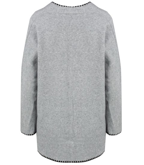 Stylowy kardigan sweter AZALIA zapinany na guzik ozdobne obszycie (Szary) Stylowy kardigan sweter AZALIA zapinany na guzik ozdobne obszycie (Szary)
