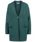 Stylowy kardigan sweter AZALIA zapinany na guzik ozdobne obszycie (Zielony) Stylowy kardigan sweter AZALIA zapinany na guzik ozdobne obszycie (Zielony)