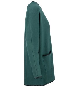 Stylowy kardigan sweter AZALIA zapinany na guzik ozdobne obszycie (Zielony)