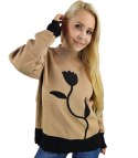 Sweter damski półgolf ciepły nadruk kwiatka jesień zima ROSELYN (Brązowy) Sweter damski półgolf ciepły nadruk kwiatka jesień zima ROSELYN (Brązowy)