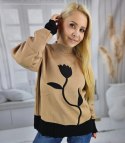 Sweter damski półgolf ciepły nadruk kwiatka jesień zima ROSELYN (Brązowy) Sweter damski półgolf ciepły nadruk kwiatka jesień zima ROSELYN (Brązowy)