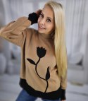 Sweter damski półgolf ciepły nadruk kwiatka jesień zima ROSELYN (Brązowy) Sweter damski półgolf ciepły nadruk kwiatka jesień zima ROSELYN (Brązowy)